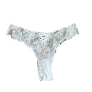 NWT Victoria's Secret Sexy White Bridal Panties Size M Lace Up